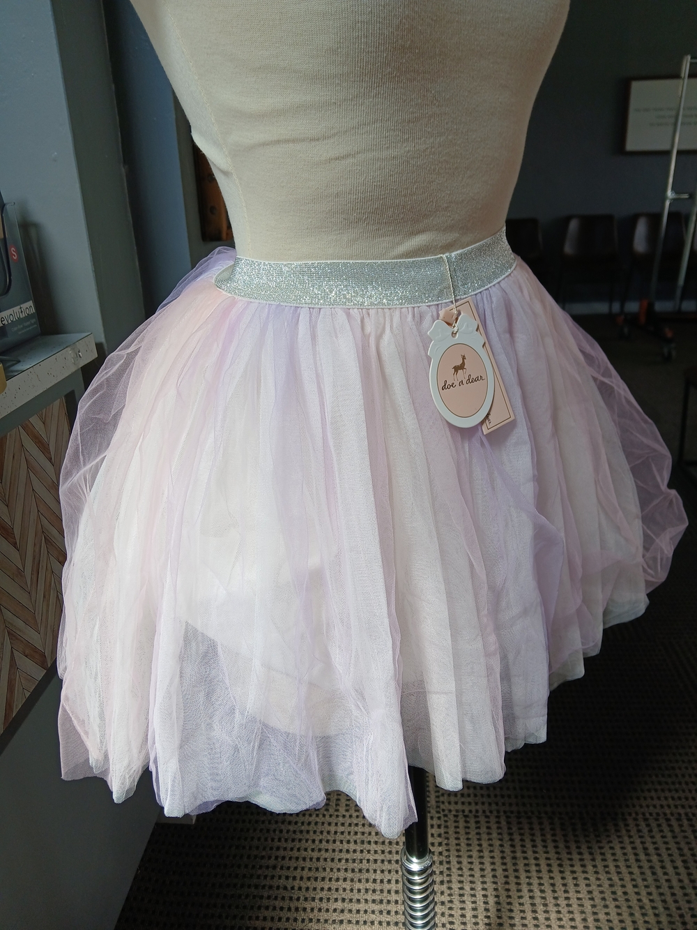 Silver Waist Pink Tulle Skirt